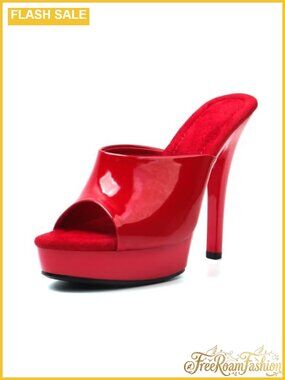 Platform Stiletto Heel Slip-On Mule Faux Leather Open Toe